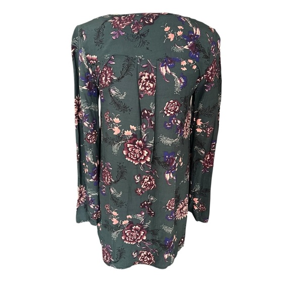 Free People Heartbeat Long Bell Sleeved Emerald Green Floral Tunic‎ Size XS Boho - Picture 12 of 16